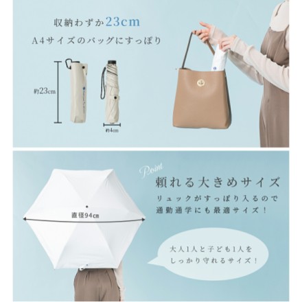 Radi-Cool 超軽量折りたたみ親骨55cm日傘 COOLIA airia グレージュ