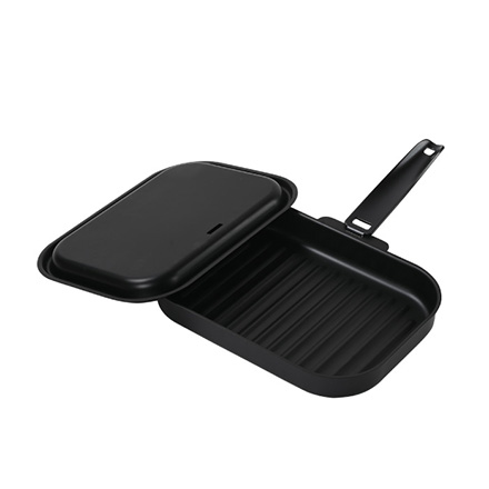 グリルパン 角型 鉄製蓋 ハンドル付 パール金属