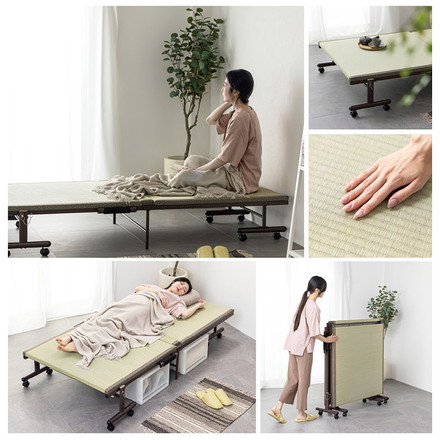 折りたたみ畳ベッド い草の香る シングルベッド 天然い草使用 折り畳みタタミベッド シングル ヘッドレスタイプ