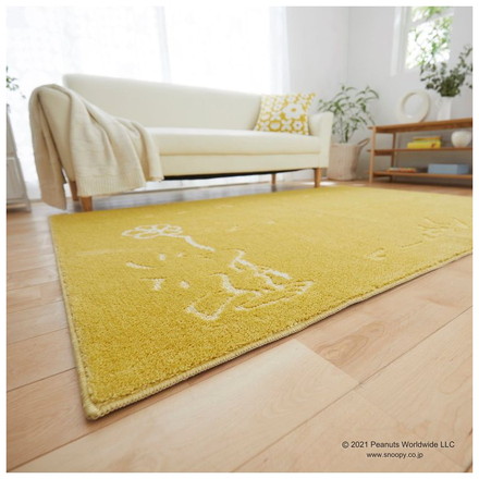 PEANUTS ラグ 130×185cm ターフラグ スヌーピー SNOOPY ピーナッツ 防ダニ 床暖房 ホットカーペット対応