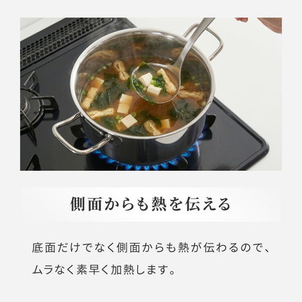 日本製 燕三条 ステンレス3層 両手鍋 22cm IH対応 蓋付き 全面鏡面仕上げ ガス火OK アルミクラッド 三層鋼 鍋 フッ素不使用 SUS304 ステンレス製 フライパン シモリュウ プラジュール