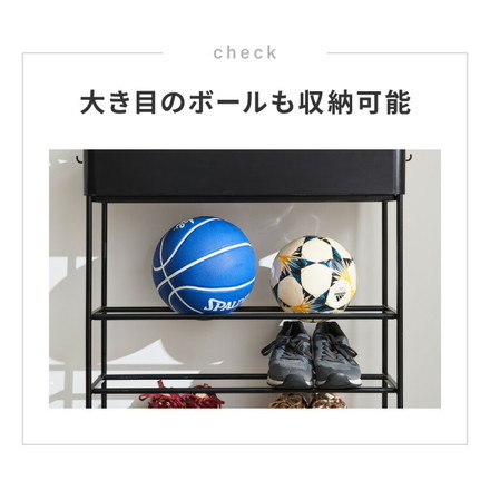 キャスター付き お片付けラック 3段 玄関収納ラック シューズラック おもちゃ収納 靴収納 プランタースタンド ブラック