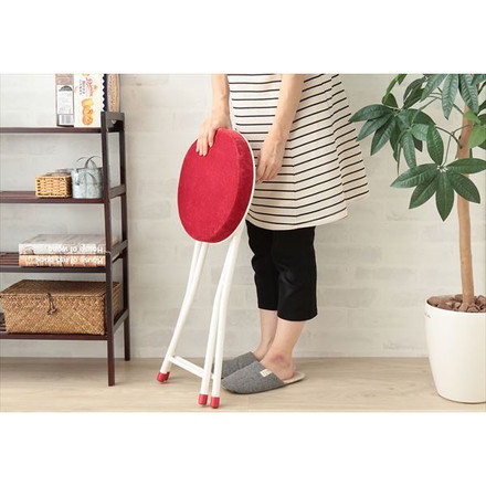 イス 折りたたみ コンパクト クッション ストッパー 軽量 折り畳み 北欧 ナチュラル シンプル チェア レッド