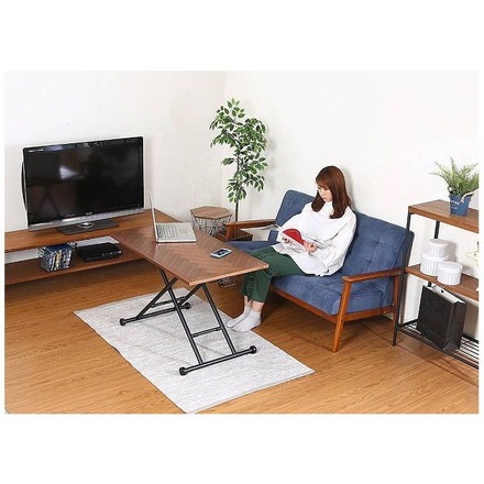 昇降テーブル アンティークブラウン 幅100cm 奥行55cm