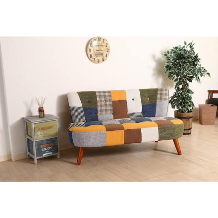 ソファ2p パッチワーク W1230×D670×H680mm 360mm ポリエステル100% おしゃれ