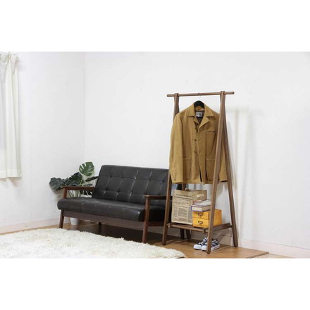 木製ハンガー 6110-6-80(KI)BR ハンガーラック キャスター付き サイドフック 折りたたみ コンパクト