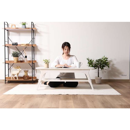 引出し付きセンターテーブル WH ローテーブル 引き出し 棚付き センターテーブル リビング