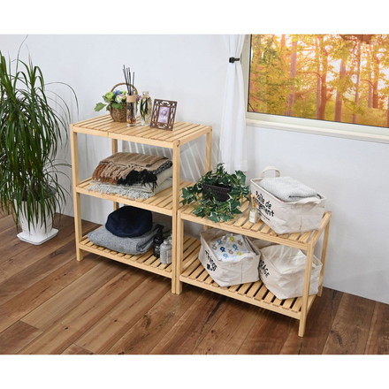 ウッドラック2段 オープンラック 収納 リビング収納 リビングシェルフ 収納ラック 2段 シェルフ ラック