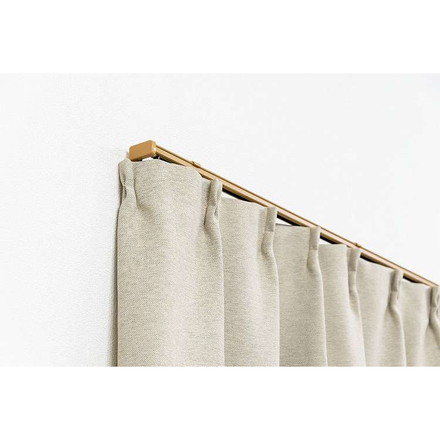 角型 カーテンレール 伸縮タイプ サイドユニット付き 2.1~4.0m シングル ブラウンウッド