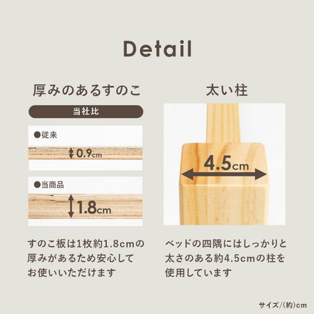 耐荷重200kg 頑丈 すのこベッド シングル 棚付き 2口コンセント付き ボンネルコイルマットレス付き 2点セット 高さ3段階調節 ベッドフレーム 木製 北欧 おしゃれ ライトブラウン