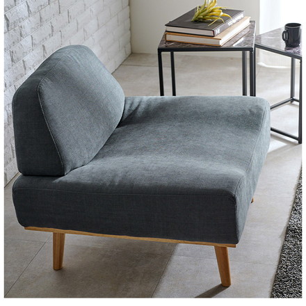 アームレスソファ ゆったり座面 幅75 奥行ワイド 脚付き 1人掛け 肘無し 1P 北欧 おしゃれ 天然木脚 ダークグレー