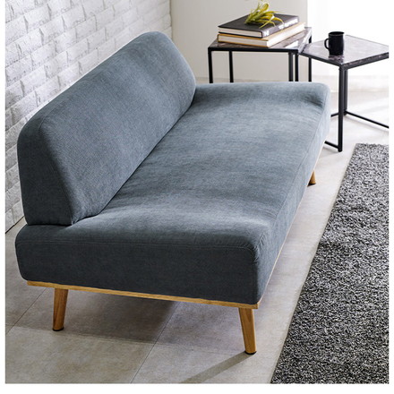 アームレスソファ ごろ寝ソファ ゆったり座面 幅135 奥行ワイド 脚付き 2人掛け 肘無し 2P 北欧 おしゃれ エメラルドグリーン