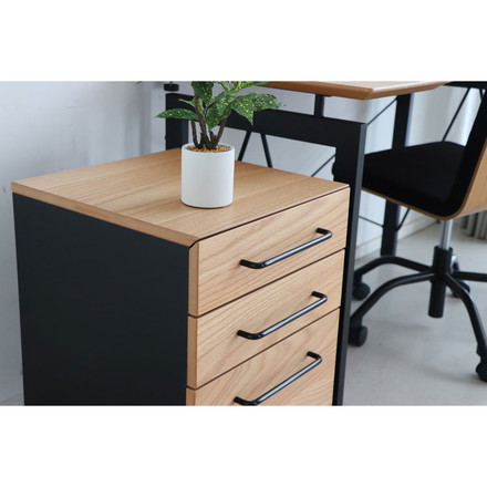 デスクワゴン 幅40cm 木製 コンパクト ナチュラル 木目 スチール 収納ワゴン シンプル ハウタ