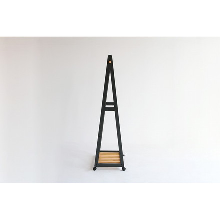 天然木 キャスター付き A型ハンガーラック ツートンハンガー パイン材 コートハンガー 収納 木製 棚付き