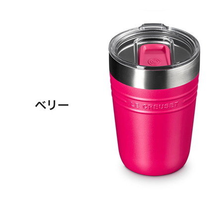 LE CREUSET On The Go タンブラー 350ml OTG 蓋付き 片手開閉 目盛り付き ステンレス 広口 お手入れ簡単 洗いやすい マグ マグボトル コンパクト デスクワーク ル・クルーゼ ルクルーゼ チェリーレッド