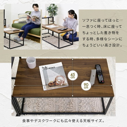 ヴィンテージ調 ネストテーブル 2点セット 組み合わせ センターテーブル ローテーブル アイアン 鉄 鉄脚 鉄製 シンプル 一人暮らし 男前 インダストリアル