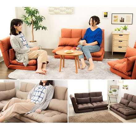 ソファ ふっくらコーナー 3点セット 14段階 リクライニング ファブリック レザー グレー