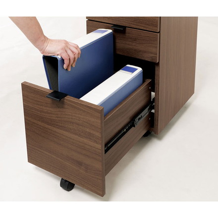 デスクワゴン 引き出し キャスター付き 鍵付き 木目調 ファイル収納 A4サイズ 収納ワゴン 省スペース コンパクト