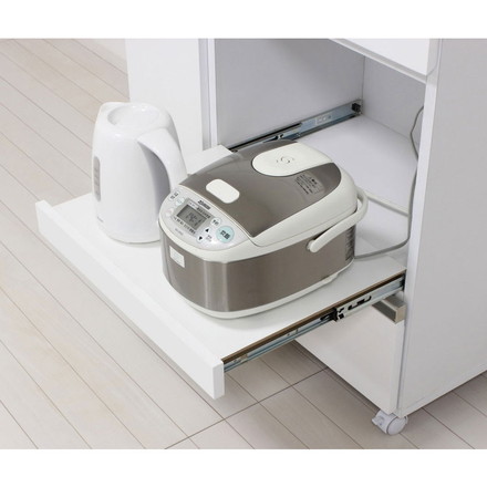 キッチンカウンター 完成品 幅82 レンジワゴン 間仕切り 背面化粧仕上げ 鏡面 白 ホワイト 食器棚 キッチンワゴン