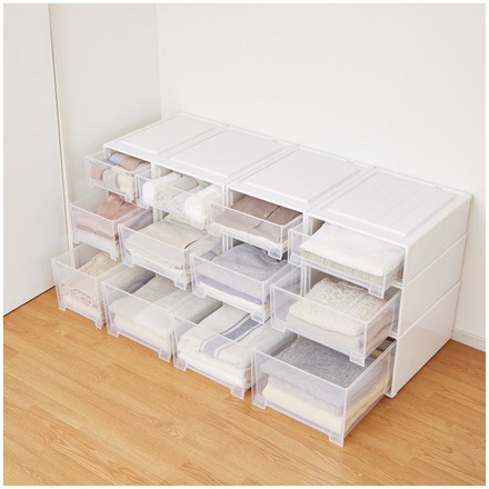 【2025年新作】 天馬 収納ケース Fits フィッツケース 41-31 幅31.6×奥行41.0×高さ17.2cm ホワイトクリア