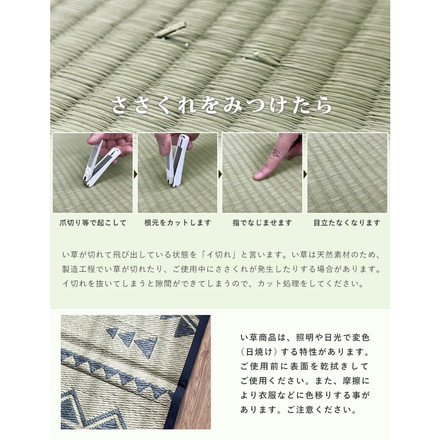 い草 ラグ 用 涼しい 2畳 正方形 西海岸 インテリア 敷物 エスニック オルテガ キリム 180×180cm ネイビー グリーン インテリア ホップグリーン