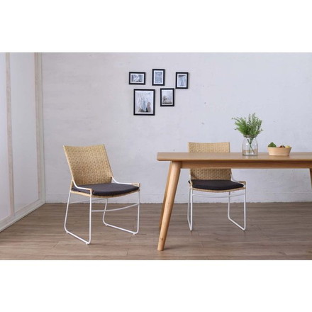 ダイニングチェア 椅子 いす カフェ パーソナルチェア 籐椅子 ラタン アルミ クッション ナチュラル 北欧