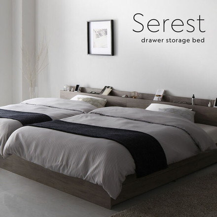 ベッド 収納付き 連結 引き出し付き キャスター付き 木製 棚付き 宮付き コンセント付き