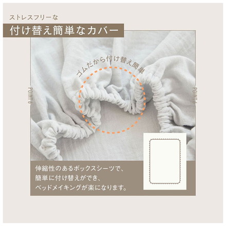 【2枚セット】韓国風ガーゼボックスシーツ ダブル 白 綿100% オールシーズン 北欧 韓国 赤ちゃん 肌に優しい グレー