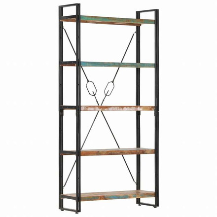 vidaXL 5段 書棚 90x30x180cm 無垢の再生木材家具 棚 本棚・オープンラック