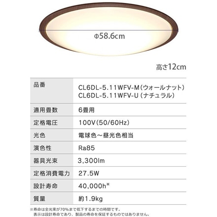 アイリスオーヤマ LEDシーリングライト 5.11 音声操作 ウッドフレーム 6畳 調色 CL6DL-5.11WFV-M ウォールナット