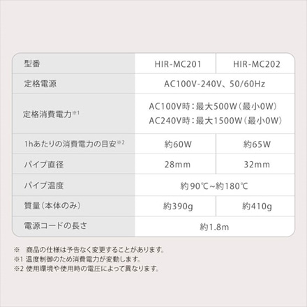 アイリスオーヤマ カールアイロン パイプ直径32mm HIR-MC202-H ダークグレー