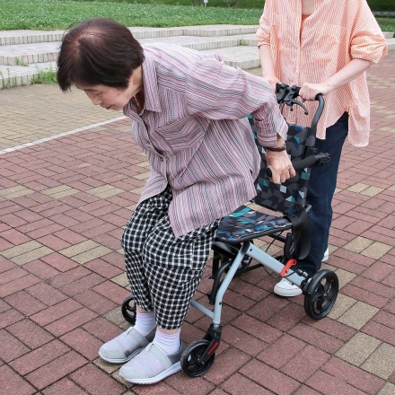 折りたたみ式 お出かけカート 座面付き 耐荷重100kg ブレーキ搭載 シルバーカー 完成品 スチール製 旅行 散歩 介護 介助 軽量 移動補助