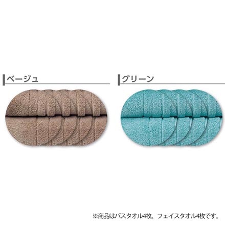 バスタオル 4枚 + フェイスタオル 4枚 セット 今治 タオル KURUMI ネイビー