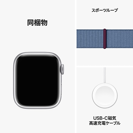 Apple Watch Series 9（GPSモデル）- 41mmシルバーアルミニウムケースとウインターブルースポーツループ