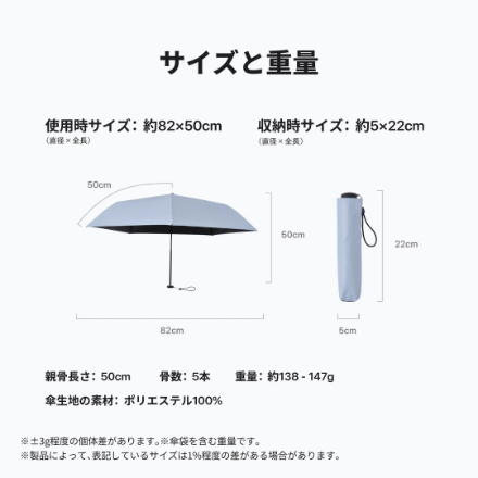 HEATBLOCK pentagon（ペンタゴン） 100%遮光・遮熱 超軽量 日傘 晴雨兼用 折りたたみ傘 アッシュラベンダー