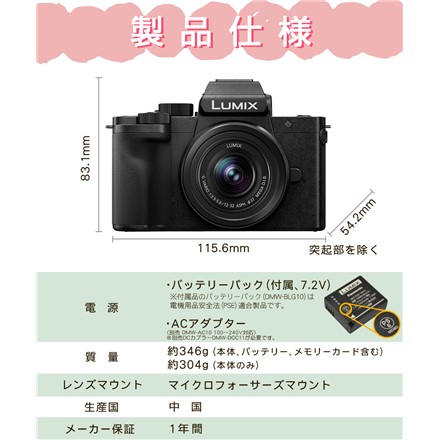 パナソニック LUMIX DC-G100DW-K ミラーレス一眼カメラ ダブルズームキット