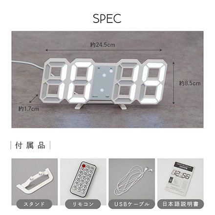 3D 置き時計 デジタル 置時計 目覚まし時計 壁掛け LED時計 温度計 立体 ウォール クロック インスタグラム ブラック