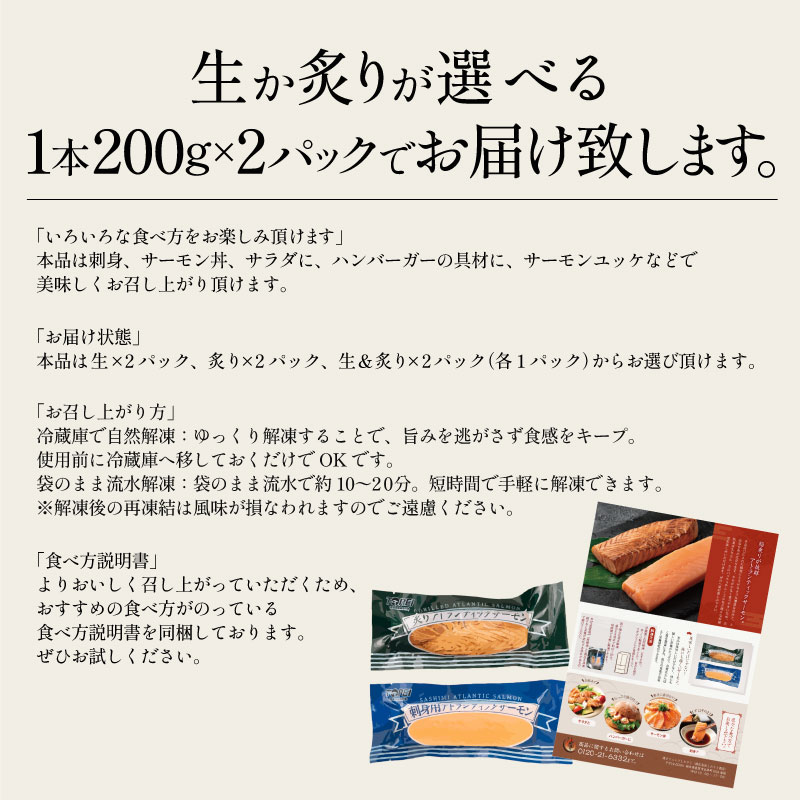 アトランティックサーモン400g（200g×2P）生×2パック