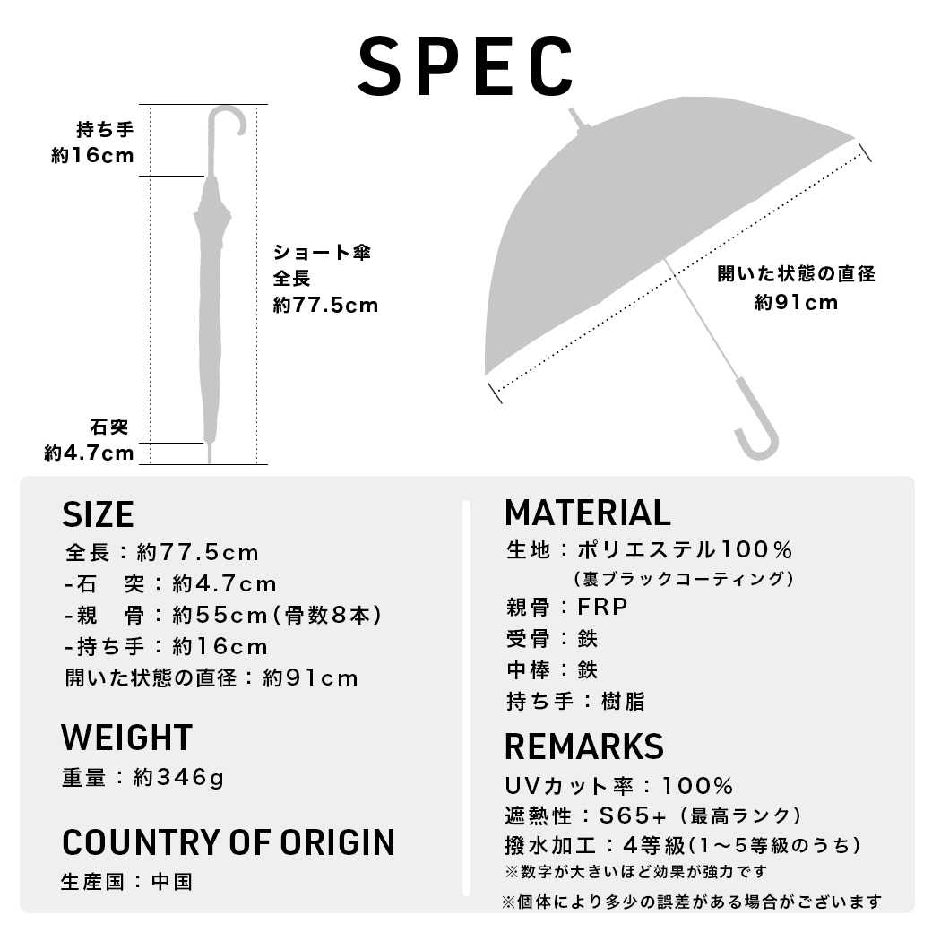 【遮熱効果最高レベル S65+】【UPF50+】 CooList（クーリスト） 高遮熱傘 縁取りラメ ショート傘 親骨55cm 晴雨兼用 日傘 雨傘 遮光率100％ 遮蔽率100％ 完全遮光 撥水加工4級 紫外線カット UVカット