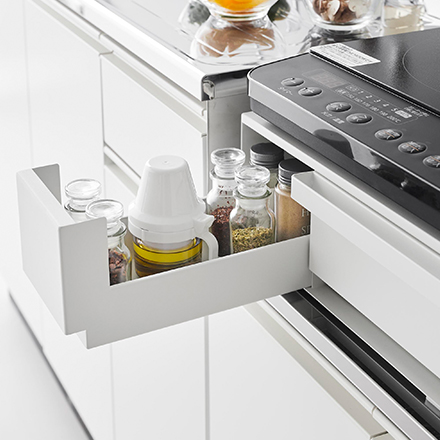 tower タワー IHクッキングヒーターラック 引き出し&スライドテーブル ホワイト 1923