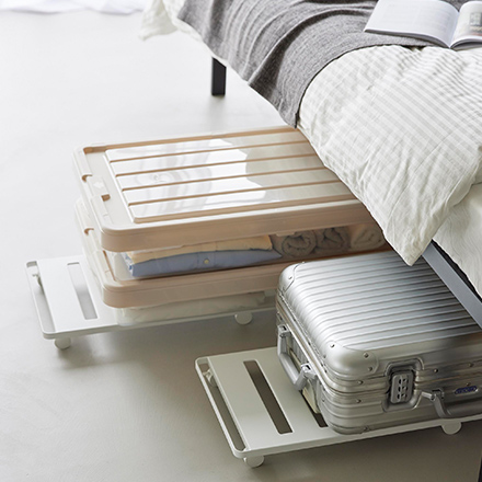 tower タワー 押入れ収納ロング台車 ホワイト 1417