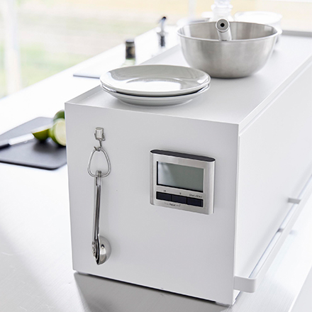 tower タワー 前が開くキッチンカウンター上収納ラック D24 ホワイト 1454