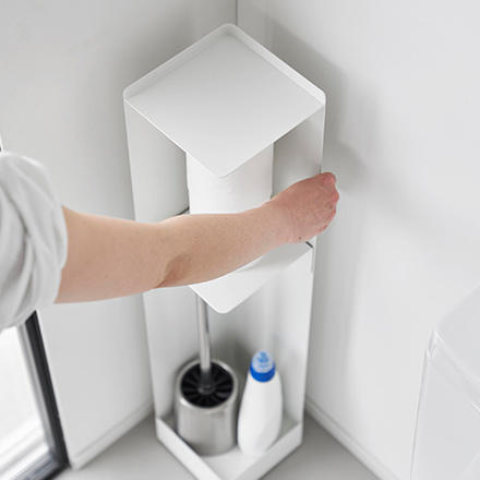 tower タワー キャスター付きスリムトイレラック ホワイト 1489