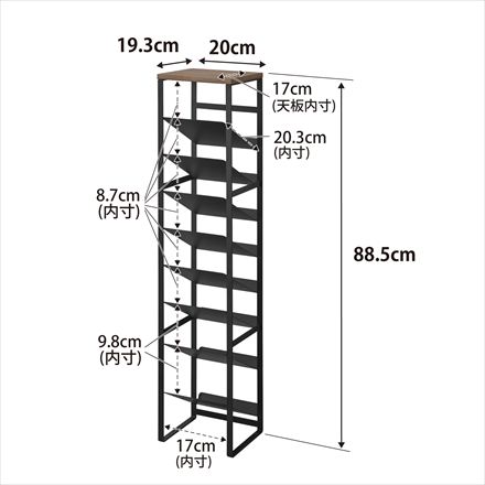tower タワー 天板付きボトルストッカー 8段 ブラック 1492