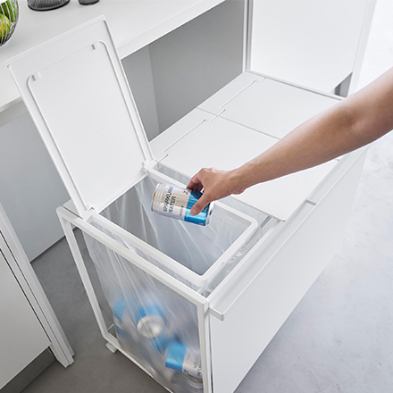 tower 蓋付き目隠し分別ダストワゴン タワー 45L 3分別 ホワイト 1822