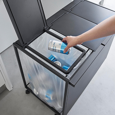 tower 蓋付き目隠し分別ダストワゴン タワー 45L 3分別 ブラック 1823