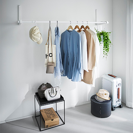 tower タワー ウォール折り畳み物干し竿ホルダー 2個組 石こうボード壁対応 ホワイト 1921