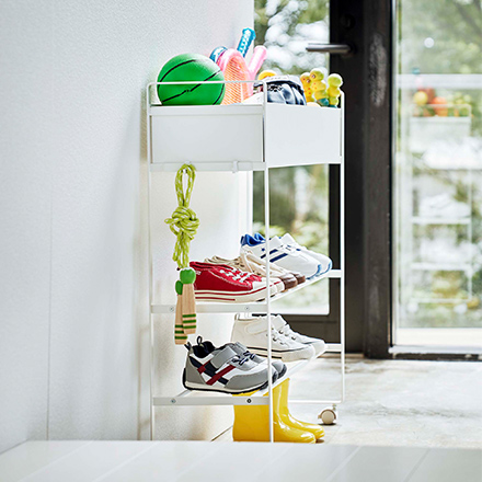 tower タワー キャスター付き 玄関収納ラック ホワイト 5278