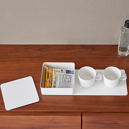 tower タワー 収納ボックス付きトレー ホワイト 10795