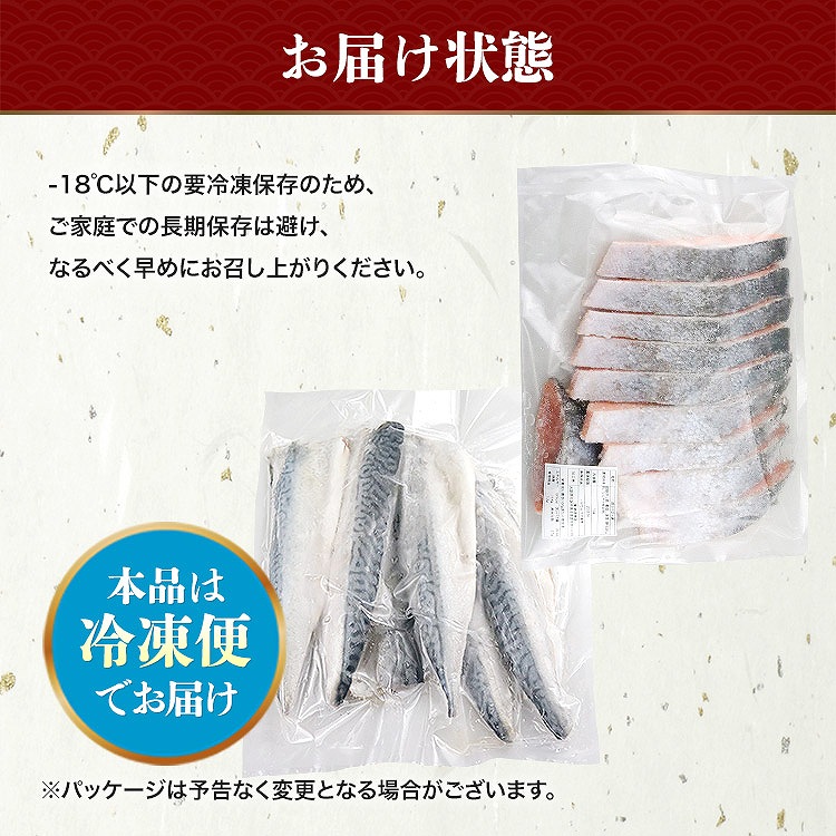 有塩切り身セット さば さけ 2kg(1kg×2) 冷凍 鮭 サケ 鯖 サバ 一口サイズ 弁当